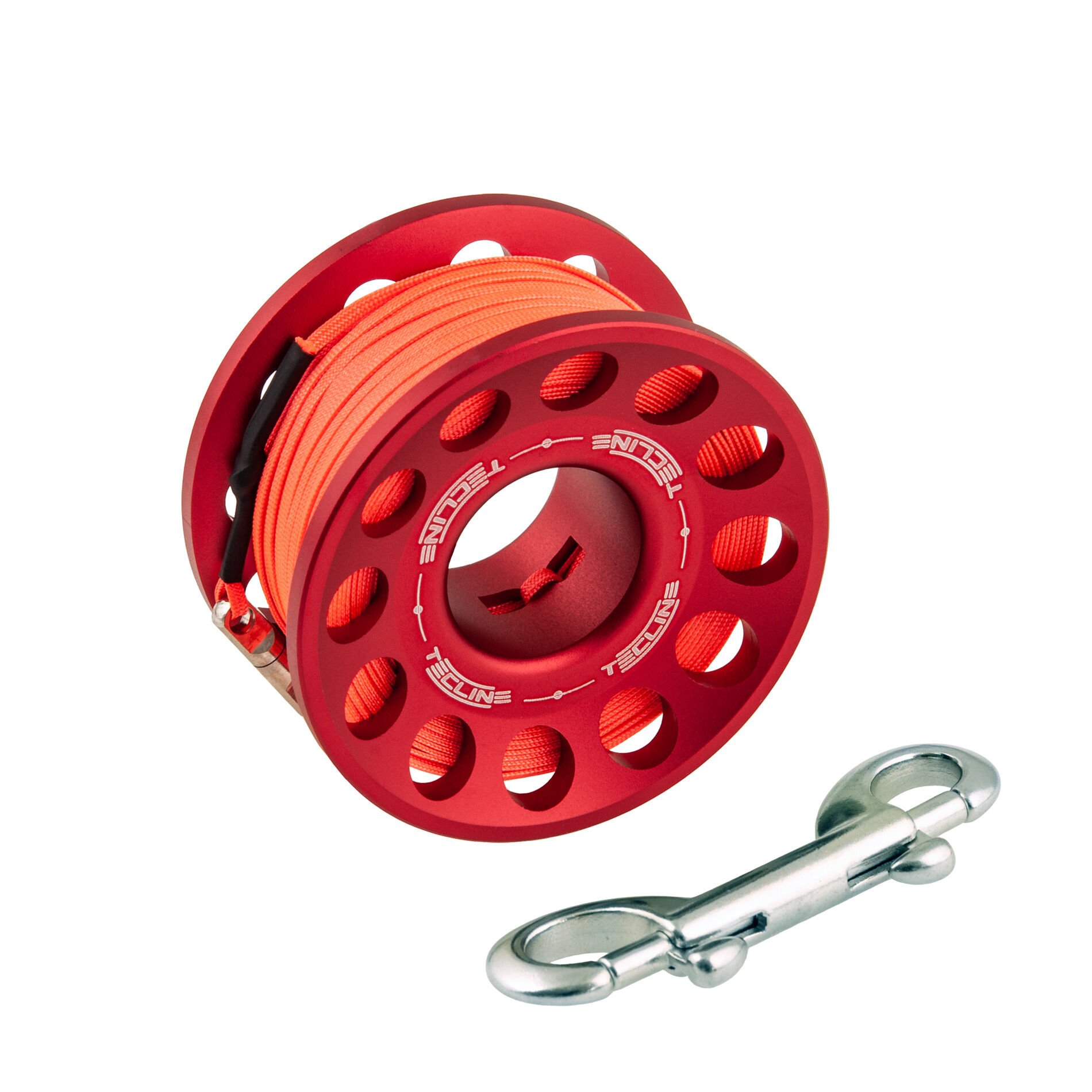 T03194-3 Spool alu red 30 m, with SS 90 mm snap