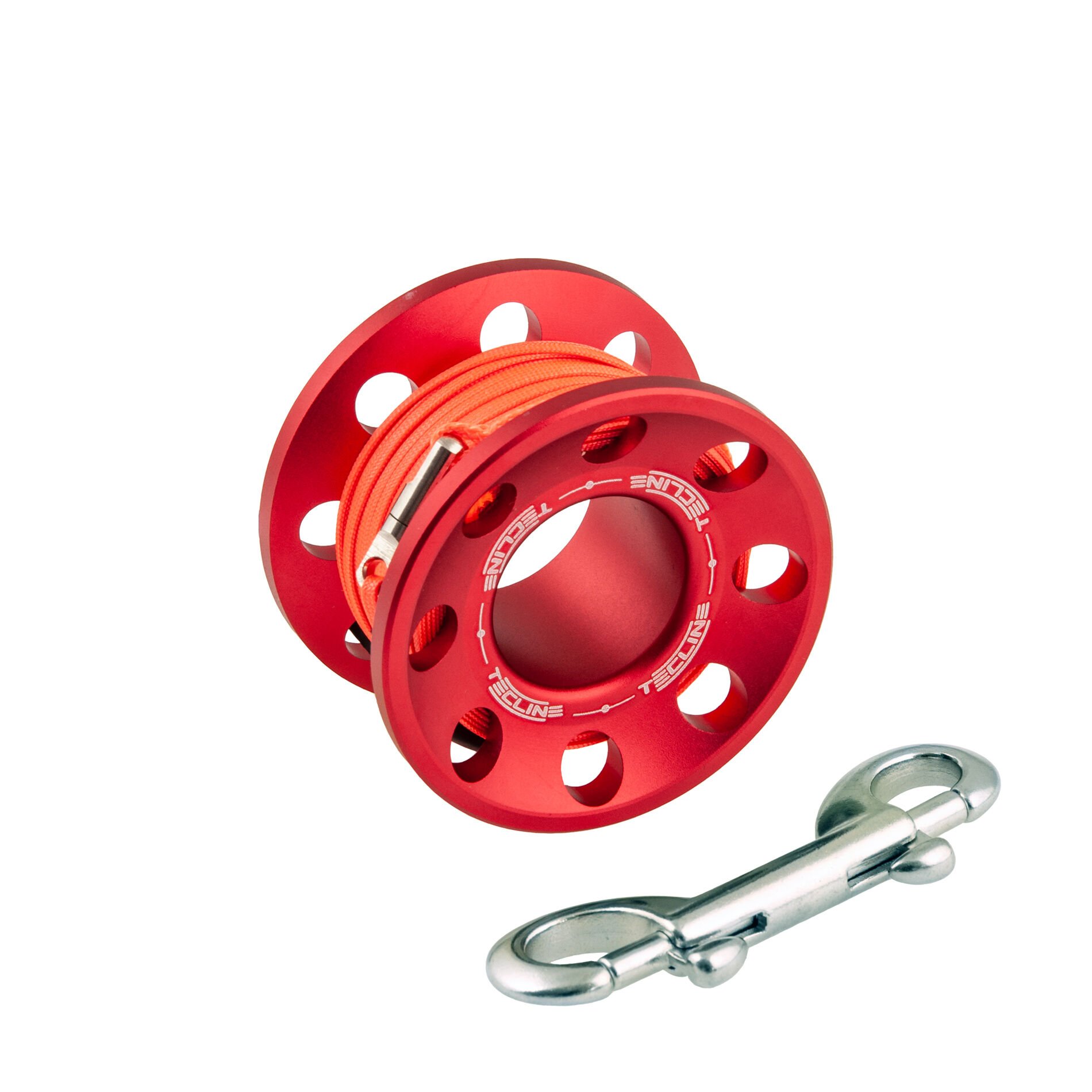 T03192-3 Spool alu red 15 m, with SS 90 mm snap